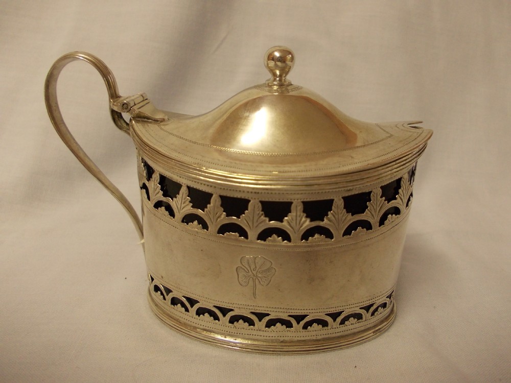 oblong silver mustard pot