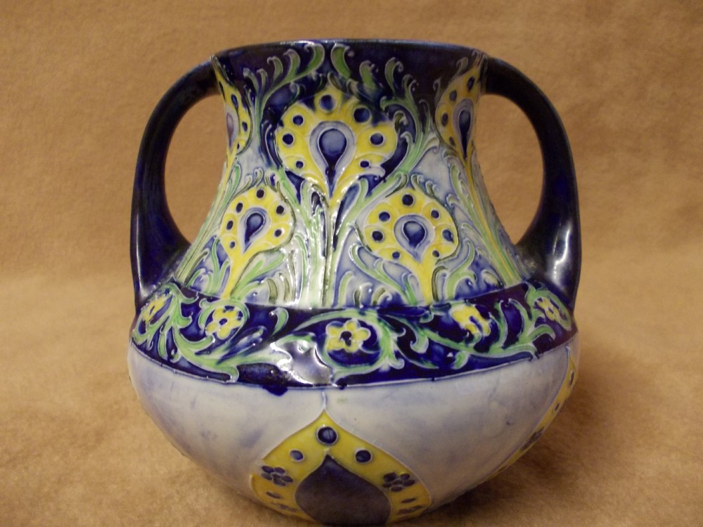 moorcroft macintyre peacock twin handled vase